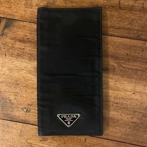 Prada Nylon and Leather Checkbook Wallet unisex